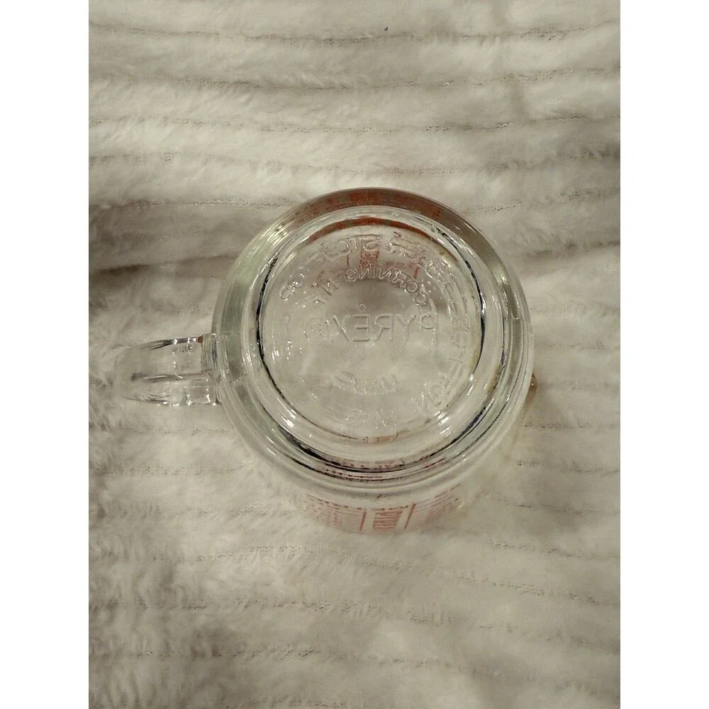 Pyrex Measuring Cup 508 1 Cup Red Lettering Closed D Handle USA Vintage